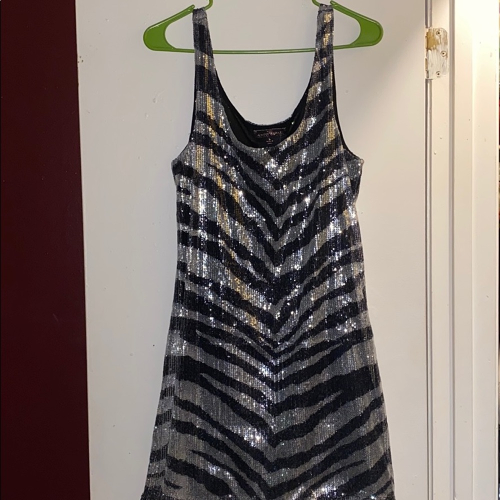 Silver & black short strapped dress